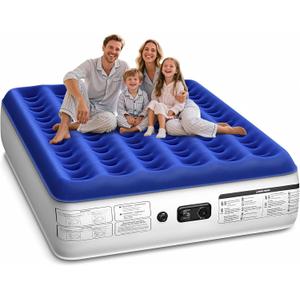 Queen Air Mattress with Built in Pump Luxurious Comfort Raised Inflatable Mattress Queen Airbed Blow Up Mattress for Home and Guests Air Bed 2 Mins Fast Inflate/Deflate 660 lbs Max