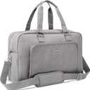 BAGSMART Large Weekender Overnight Bag with Shoe Bag, Carry-on for Travel, Gym, Work, 27L (Light Grey)