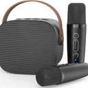 MEGUO Mini Karaoke Machine,Funny Toys Christmas Birthday Gifts for Kids Age 4-12 Girls,Boys,Adults, Karaoke Microphone Toys for 4,5,6,7,8,9,10,11,12+ Year Old Girls Boys (Black 2 mics)