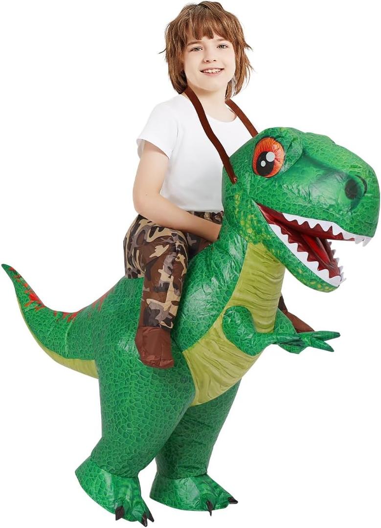 COMIN Inflatable Dinosaur Costume Kids Blow Up T Rex Dino Costumes Funny Fancy Dress for Halloween Party (36'')