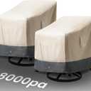 2 Pack Extra Heavy Duty Waterproof Patio Chair Covers for Outdoor / Swivel/ Rocking Chair - Medium Adirondack Chair Covers with Air Vent, 30"W x 34"D x 38.5"H (Beige with Grey)