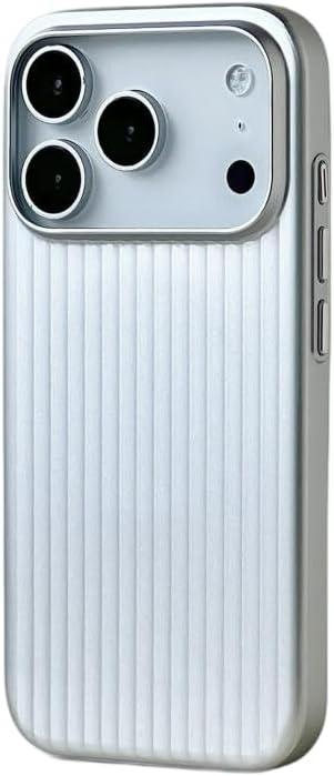 Case for iPhone,Compatible with Magsafe,Striped Pattern,Wireless Charging,Hard PC Wear-Resistant Shock Absorption Cushion Military Drop Protection Shockproof CoverSilver,iPhone 16