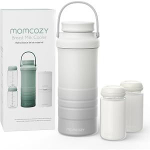Momcozy 22oz Portable Breast Milk Cooler for Outdoor, Life Saver with 360° Total Cooling for 24 Hours, Larger Capacity Travel Breastmilk Chiller with 2pcs Baby Bottles for Breastmilk Storage, Cream