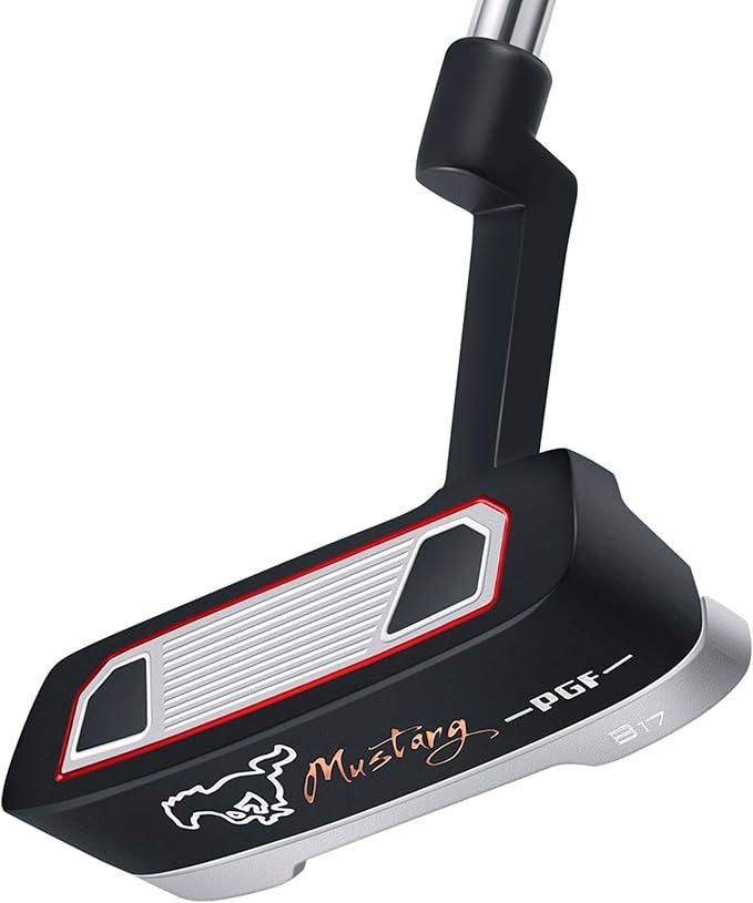 PGF Mustang Forged Blade & Mallet Plumber’s Neck Putter [Black] [Length:33"-34"-35"] Crafted with Precision (Left Handed)
