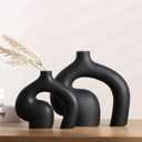 KIOXOHO Black Ceramic Vase Set 2 for Decor,Modern Abstract Vases for Home Decor,Nordic Minimalist Decor,Shelf Decor,Table Decor,Decorative Geometric Vases for Bookshelf,Mantel Décor