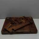 Cutting Boards Large Set of 7, Acacia Wood Charcuterie Chopping Board for Kitchen with Holder Non Slip Feet, Plastic Serving Board Mats, Juice Groove, Reversible Butcher Block for Meat Cheese Bread (Brown)