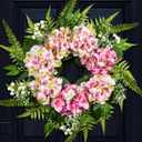 25inche Hydrangea Wreath for Front Door, Home and Kitchen, Summer Wreath Wall Window Decorative for Outdoor Indoor