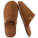 VeraCosy Men's Corduroy Scuff Slippers Soft Comfy Memory Foam Non-slip Indoor House Shoes Sugar Almond, 10 US
