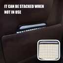 Car Trash Can, Mini Foldable Vehicle Garbage Organizer with 15PCS Bin Bag, Check Pattern Auto Interior Hanging Bin Container Accessoies, Universal for SUV Sedan Truck (Beige/White)