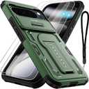 for Google Pixel 10 Pro XL Case with 2 Pack Screen Protector, Upgrade Slide Camera Cover, Kickstand, Lanyard Strap, Military Grade Shockproof Protective Heavy Duty Non-Slip Phone Case, Green