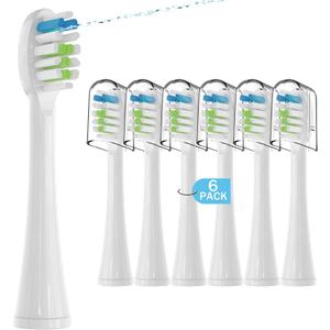 6 Pack Replacement Replacement Brush Heads for - Flossing Toothbrush Compatible with Sonic Fusion SF01/SF02 and Sonic Fusion 2.0 SF03/SF04- White with Caps