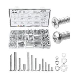 Mr. Pen- Nuts and Bolts Assortment Kit, 550 pcs, Carbon Steel M3 M4 M5 Phillips Pan Head Assorted Nuts and Bolts, Machine Screw Assortment Kit with Clear Storage Box (Silver)