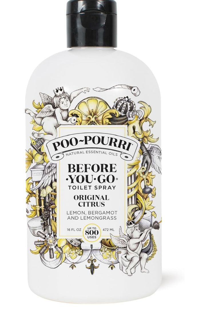 Poo-Pourri Before-You-Go Toilet Spray Refill, Original Citrus, 16 Fl Oz, Up to 800 Uses, Bathroom Odor Deodorizer with Essential Oils for Home or Work, Lemon, Bergamot and Lemongrass Scent
