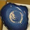 Ceramic Decorative Bowl - 12" Large Blue Pottery, Blue Decorative Bowl, Porcelain Centerpiece Tray, Key Bowl for Entryway Table, Living Room, Dining, Trinket Dish, Gift Decor Tray