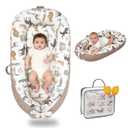Infant Support Cushion-Breathable and Soft Organic 100% Cotton, Portable Tummy Time Mat with Removable Support Cushionr Cover, Floor Baby Support Cushion for Newborn - Animal