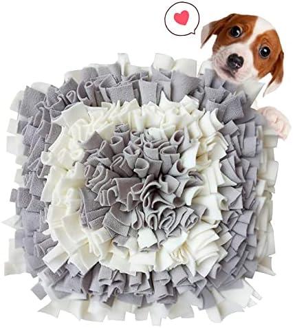 MyfatBOSS Snuffle Mat, Feeding Mat Blanket Dog Training Mats Feeding Mat Pet Activity Mat, Interactive Dog Toys Encourages Natural Foraging Skills, Perfect for Any Breed (17.7"X17.7")(Grey-White)