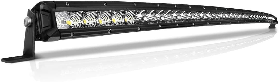 52 Inch Curved LED Light Bar, 400W Super Bright Flood & SpotBeam Combo - 60000LM Off Road Driving Single Row Light Bars for Trucks for Jeep Trucks Boats ATV UTV Cars