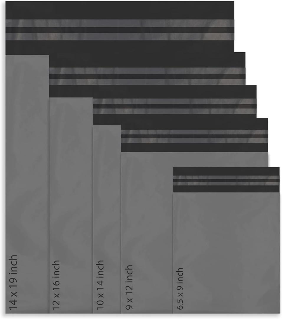 Red Ember Mailing Poly Postal Self Seal Bags Large Mailing Bags Postage Packaging Assorted Mailers Posting Shipping Post Parcels Package Bags (Gray, Pack of 50 - Mixed)