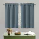 OWENIE Stone Blue Short Blackout Curtains 45 Inch Length 2 Panels Set for Small Kitchen Bedroom Window, Rod Pocket Privacy Curtains Tier for Bathroom Basement Cabinet Camper RV Bunk, Each 30" Wx45 L