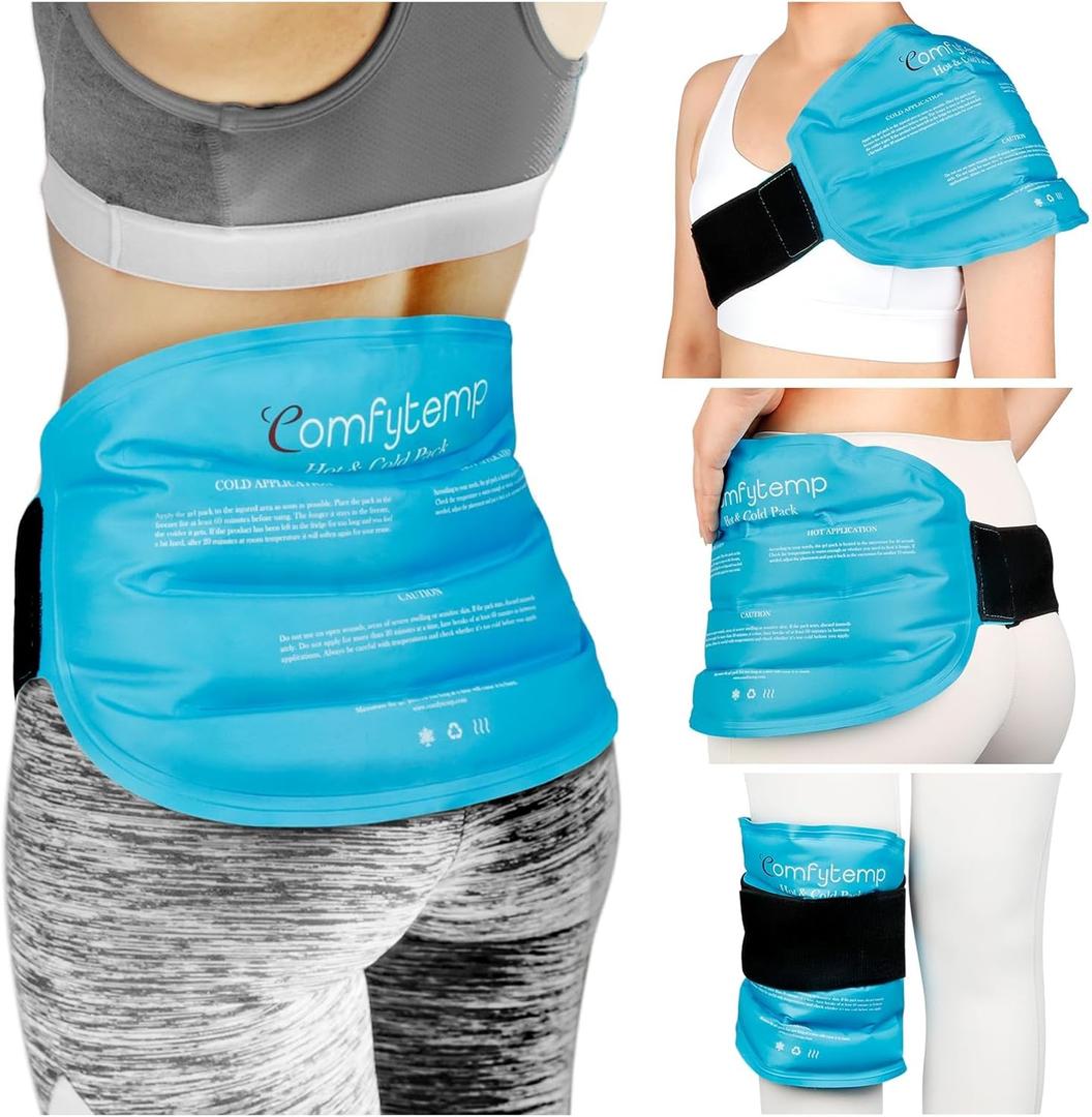 Comfytemp Large Ice Packs for Injuries Reusable Gel Ice Bag for Back Pain Relief, Cold Pack Wrap Compression for Lower Back, Shoulder, Knee, Hip, Surgery, Swelling, FSA Eligible HSA Gift for Men Women