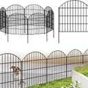 Metal Garden Fence 28in (H) x 18.7ft (L), 8 Panels + 9 Stakes Dog Fence Border Fence Animal Barrier, No Dig Garden Fencing for Yard Flower Bed Lawn Patio Outdoor, CTW2829 Black