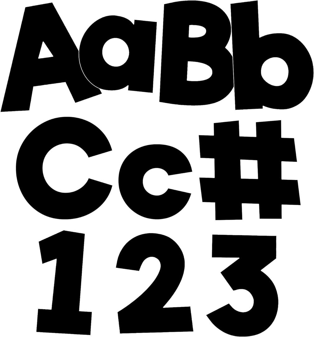 Carson Dellosa 219-Piece Black Cutout Letters, 4" Upper and Lowercase Alphabet, Numbers, Punctuation, and Symbols for Bulletin Board, Posterboard, Party, and Classroom Decor