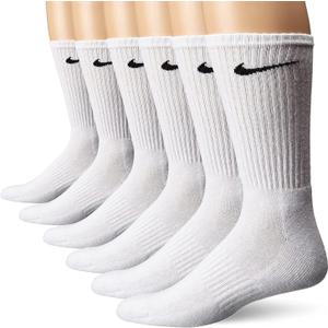 Nike unisex-adult Performance Cushion Crew Socks With Band (6 Pairs) (Medium, White/Black)