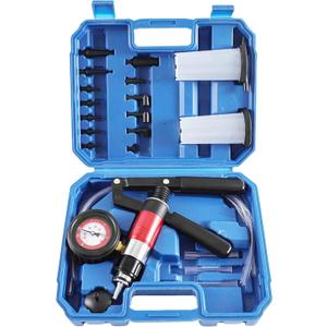 Yonligonju 23PCS Handheld Vacuum Pump Tester Brake Bleeder Kit Brake System Bleeding Tools with Adapters and 2 Reservoir Bottles Automotive Brake for Car Truck Motorcycle (Blue)