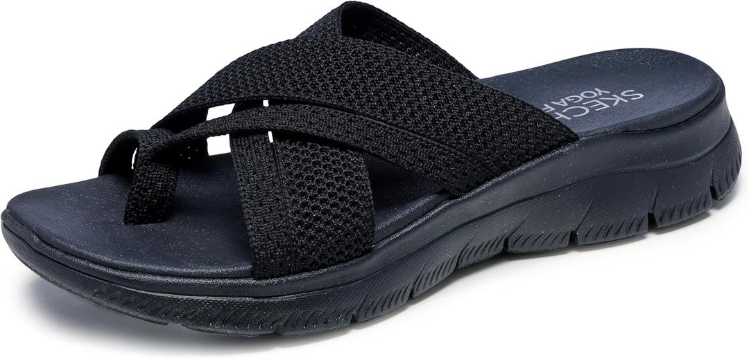 Skechers Women's Summits-Fantasy Walk Sport Sandal (6.5, Black/Black)