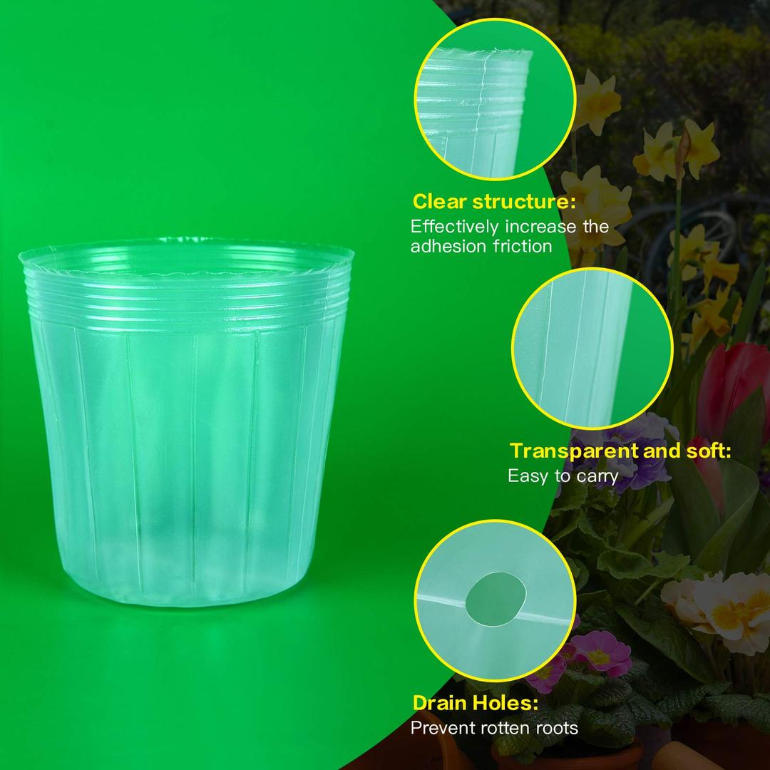 MIAHART 40 Pack Plant Nursery Pots Plastic Planter with Drainage Hole Gardening Pot Planting Containers, Starter Seed Starter Trays for Seedling with 40 Pcs Plant Labels