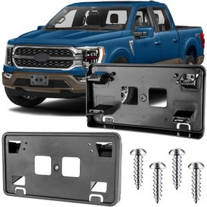 License Plate Bracket Accessories for Ford F150 3.3L/5.0L 2021 2022 2023, Front Bumper License Plate Holder Replacement Frame Black Mount, Replaces# ML3Z17A385AB FO1068185