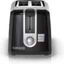 BLACK+DECKER 2-Slice Toaster, Extra Wide Slots for Bagels & Thick Bread, 6 Browning Settings, Removable Crumb Tray, Cancel Button, 850W, Black