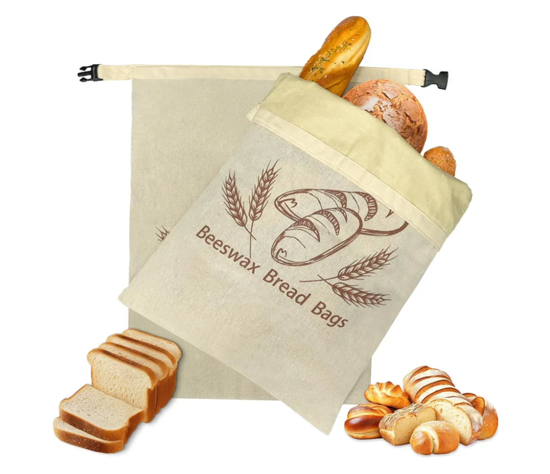 2 Pack Sourdough Beeswax Bread Bags for Homemade Bread Storage with Lining, Cotton Linen Reusable Breads Bag Beeswax Wraps for Food, Sourdough Breads Storage to Keep Fresh, Freezer Healthy Container