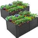 Land Guard 2 Pack 6x3x2 ft Galvanized Metal Raised Garden Bed, 2FT Deep Root Elevated Planter Box Steel Large Vegetable Flower Bed Kit, Gray