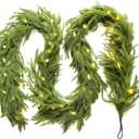 BNEAR 12FT(2 * 6FT) Christmas Garland with LED Lights - Artificial Norfolk Pine, Flexible & Pre-Lit Holiday Dcor for Indoor & Outdoor Use, Perfect for Mantel, Staircase, Front Door