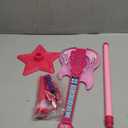 Guitar and Microphone Play Set for Girls,Karaoke Machine with Music&Light,Microphone Toys with Stand,Adjustable Height Guitar Toys for Kids,Toddlers,Child(Red)