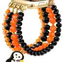 JR.DM Beaded Bracelet Bands for women Compatible with Apple Watch, Fashion Cute Dressy Stretchy Strap for iWatch, Size: 46(S10/11)/45/44/49/42mm(S1/2/3)-S, Halloween (Orange)