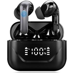 A17 Pro Wireless Earbuds, Bluetooth 5.4, Headphones Deep Bass Stereo Sound, ANC and ENC Noise Cancelling Mic, LED Digital display, Water and Dust Resistant, Touch Control