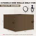 slashome 12'x14' Gazebo Curtains Outdoor Waterproof, Brown Universal Replacement Curtain 4-Panels, Sidewalls with Zipper for Garden, Patio, Yard (Only Curtains)