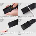 2-Pack TSA Non-Metal Belt for Men, 1.38" Elastic Nylon Ratchet Belt, Airport Friendly, Trim to Fit, Black (Black)