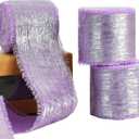 3 Rolls Light Purple Glitter Chiffon Ribbon, 1.5 Inch 15 Yards Silver Silk Frayed Ribbon for Flower Bouquet, Gift Wrapping, Wedding, Birthday Party Decor