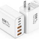 USB C Charging Blocks, 65W USBC Wall Fast Charger Block, Type C iPhone USB C Charger Fast Charging Brick, 6-Port Multiport Charger Plug Power Adapter for iPhone 17/16/15/14/Pro Max, GalaxyS25 26,iPad (White)