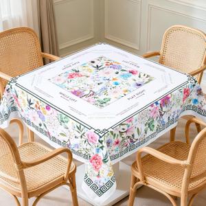 55 x 55 in Mahjong Tablecloth, Floral Card Table Mat, Multi Purpose Game Table Cover, Mahjong Party Decorations for Beginners, Lovers, Card, Board Tile Games, Poker, Dominoes (White)