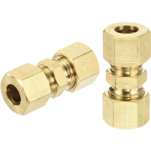 uxcell 10Pcs Brass Compression Tube Fitting, 5/16" Tube OD x 5/16" Tube OD Connector Straight Coupling Adapter Union Fittings