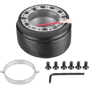 Qiilu Steering Wheel Hub Adapter Aluminum 6-Hole Hub Adaptor Kit Black for 323 Miata MX3 MX5 MX6