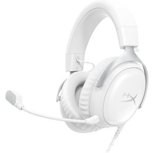 HyperX Cloud III Wired Gaming Headset, PC, PS5, Xbox Series X|S, Angled 53mm Drivers, DTS, Memory Foam, Durable Frame, Ultra-Clear 10mm Mic, USB-C, USB-A, 3.5mm White