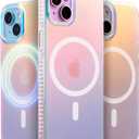 LONLI Hue - Magnetic Case for iPhone 15 - [Compatible with Magsafe] - [360 Shock-Absorbent Bumper] - [Cute and Unique Phone Cover for Girls and Women] - Fluorescent Holographic Iridescent