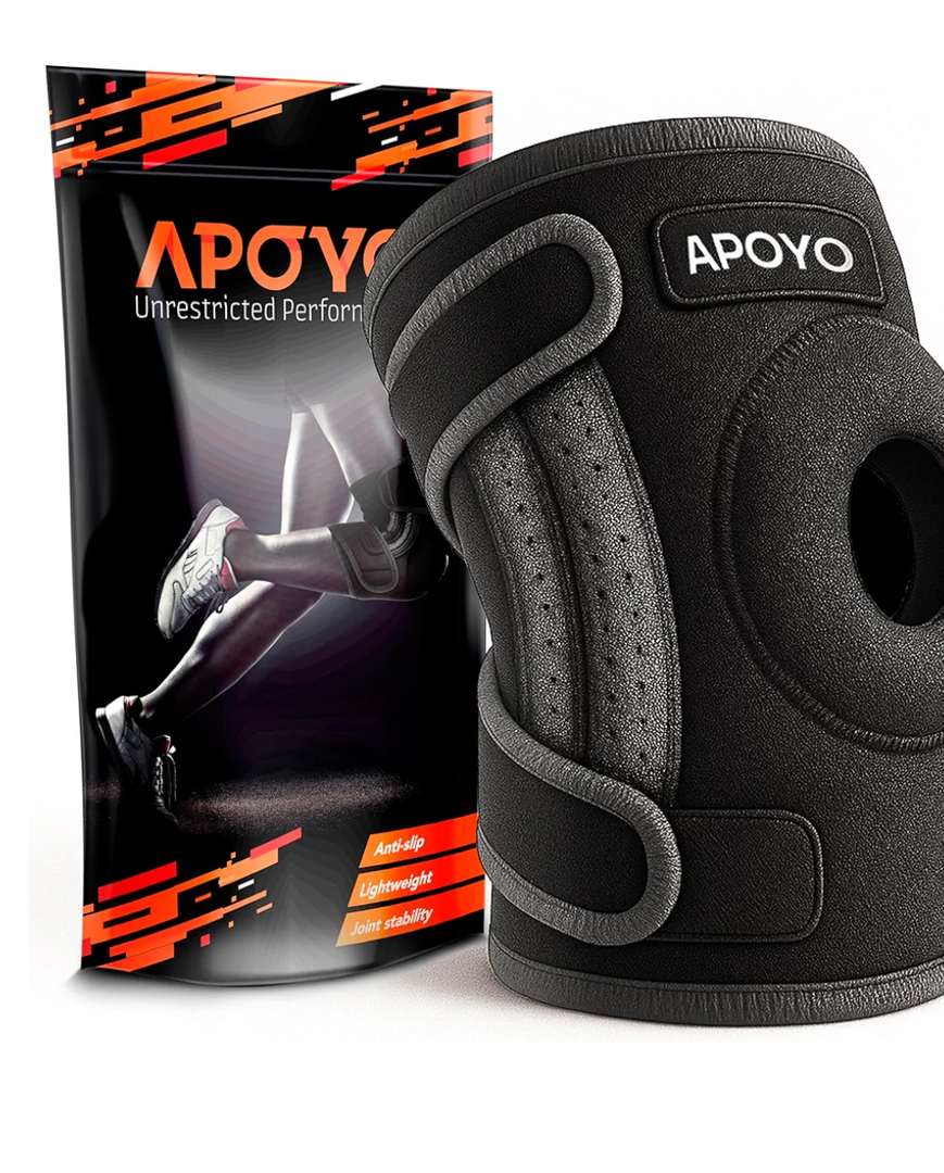 APOYO Knee Brace for Women & Men - Knee Compression Sleeve For Pain Relief, Meniscus Tear, ACL, Arthritis, Joint Pain Relief, with Patella Gel Pad & Side Stabilizers (XX-Large) Gray