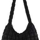 Puffer Tote Bag for Women Quilted Carryall Bags Large Crossbody Bag Puffy Shoulder Bag Lightweight Hobo Handbags (One Size, Black)
