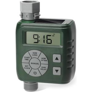 Hose Timer, Zuomeng Water Timer for Garden Hose with Dual Power System, Leak-Proof Design, Smart Irrigation Controller with Rain Delay, Auto & Manual Watering Modes for Lawn & Garden, Green